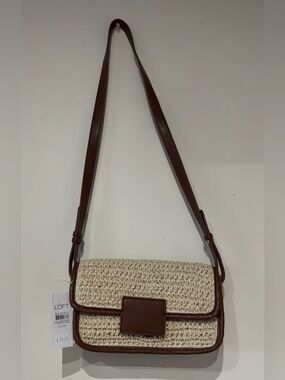 LOFT Raffia Straw Crossbody Purse